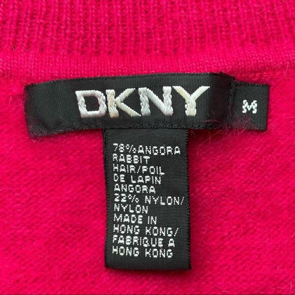 VINTAGE DKNY WARM SOFT ANGORA BLEND TURTLENECK FUCHSIA SWEATER - M - Picture 4 of 5